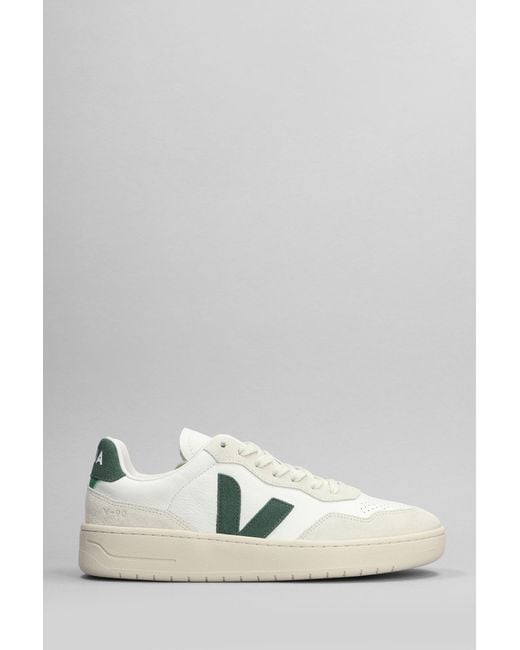 Veja V-90 Sneakers In White Suede And Leather for men