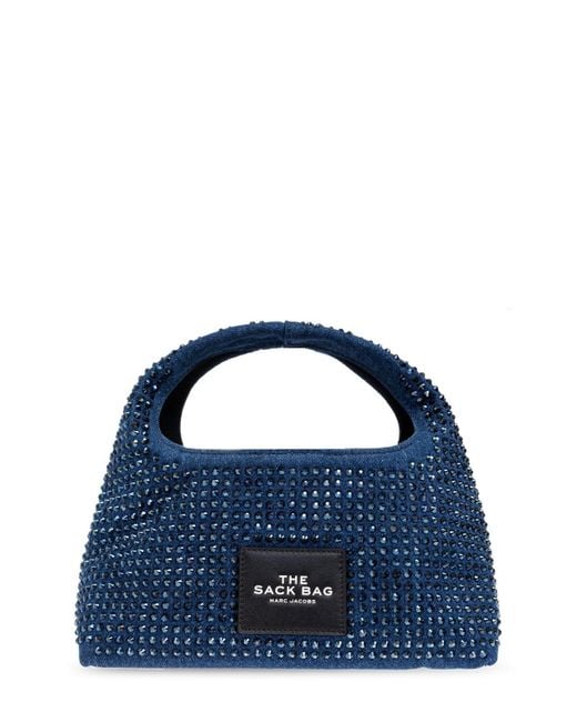 Marc Jacobs Blue Embellished Denim Mini Sack Bag