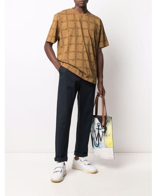 J.W. Anderson Brown All Over Logo Oversize T-Shirt Clothing Polo & T-Shirts for men