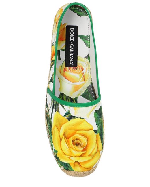 Dolce & Gabbana Green Floral Printed Espadrilles