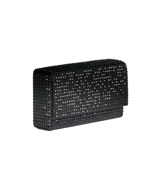AMINA MUADDI Black Satin Clutch Paloma Mini