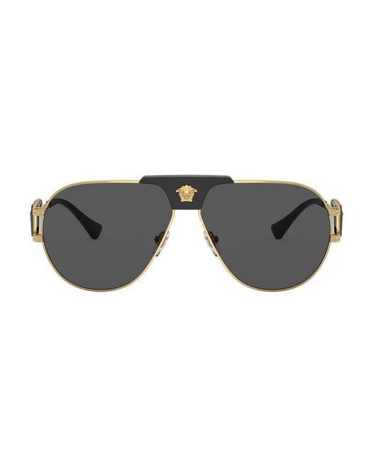 Versace Gray Sunglasses Aviator Full Rim, Frame And Dark Lens Ve2252100287 for men