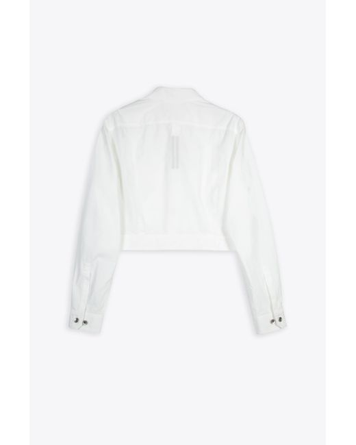 Rick Owens White Cape Sleeve Cropped Outershirt Poplin Cotton Outershirt