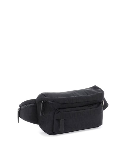 Versace Black Logo Zipped Belt Bag for men