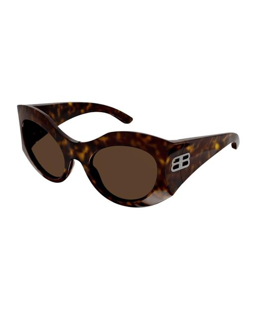 Balenciaga Brown Hourglass Round Sunglasses