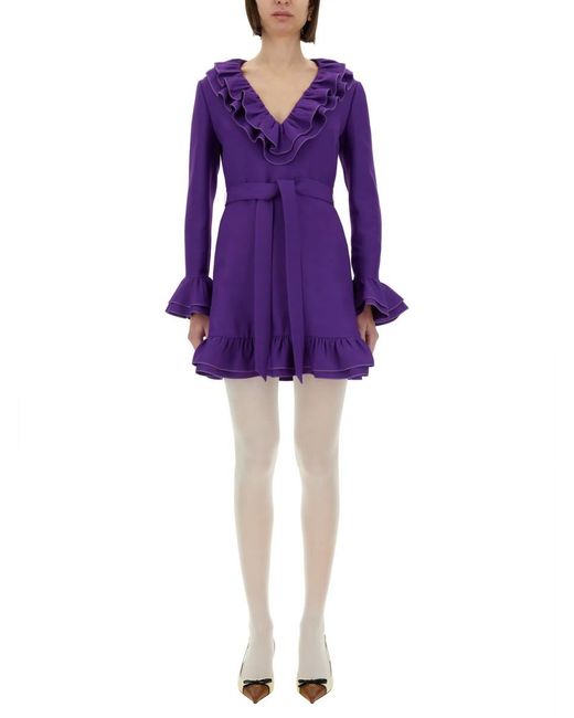 Valentino Purple Crepe Couture Short Dress