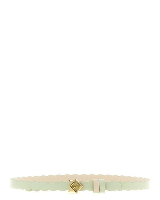 Fendi White Calfskin Regular Belt