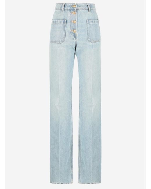 Valentino Blue Jeans With Buttons Cotton