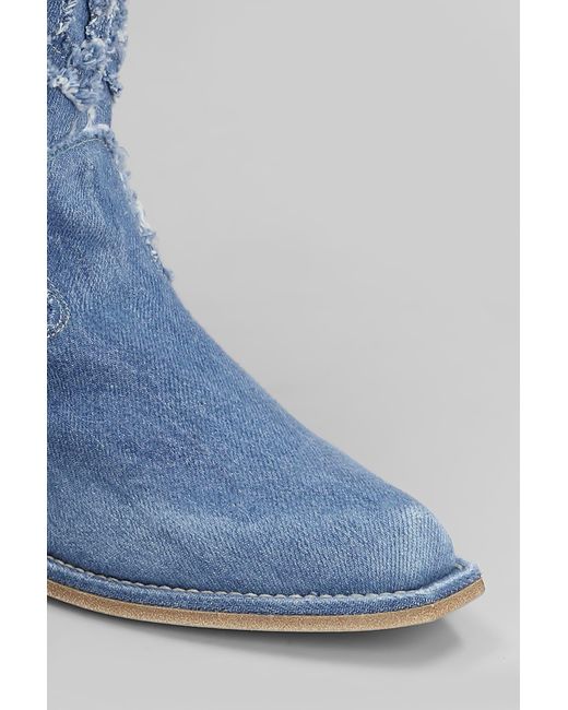Vic Matié Blue Denim 505 Texan Ankle Boots