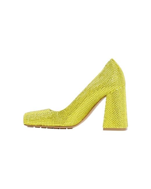 Bottega Veneta Yellow Gem-Embellished Square-Toe Pumps