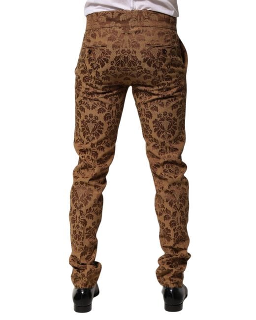 Dolce & Gabbana Brown Floral Pants for men