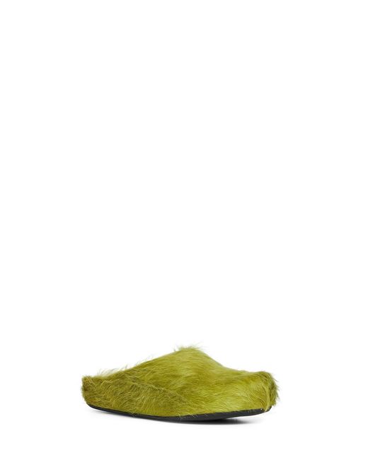 Marni Green Lime Long Hair Calfskin Fussbett Sabot for men