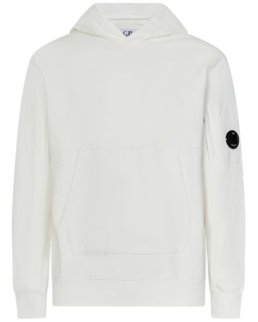 C P Company White Diagonal Raised Fleece Sweatshirt for men