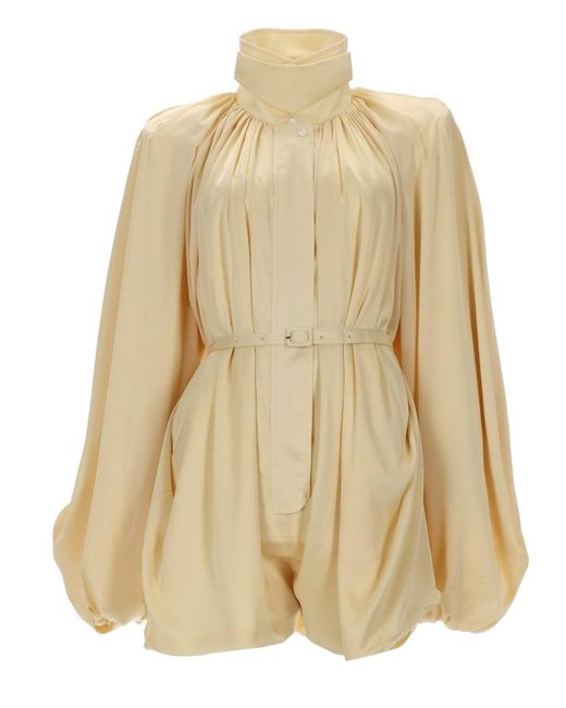 ROTATE BIRGER CHRISTENSEN Natural Chiffon Jumpsuit Polyester Jumpsuit