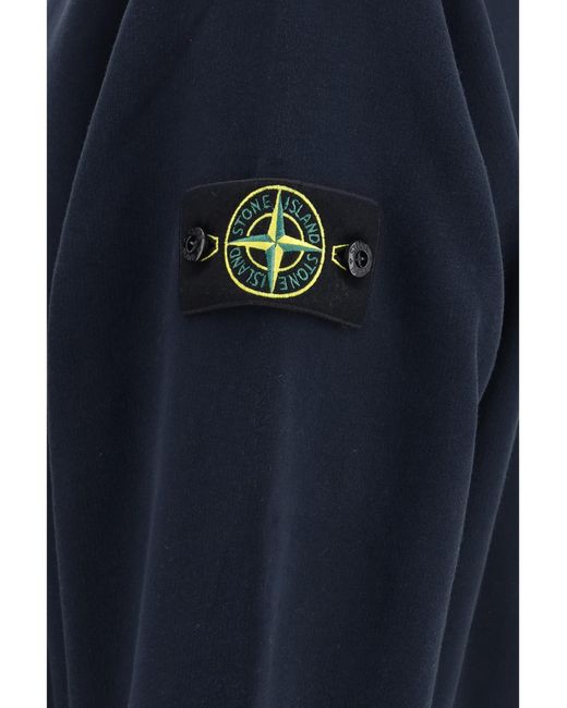 Stone Island Blue Hooded Sweatshirt With Front Pocket Cotton Sweatshirts for men