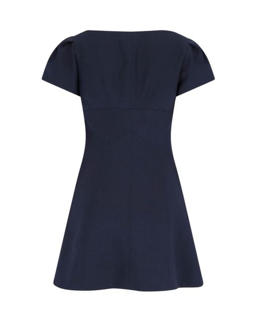 Alexander McQueen Blue Wool And Silk Mini Dress