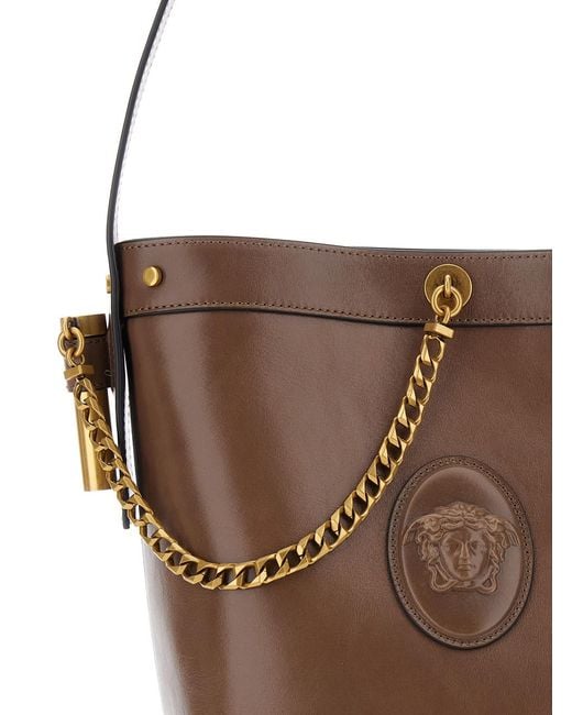 Versace Brown Bucket Bag Leather Shoulder