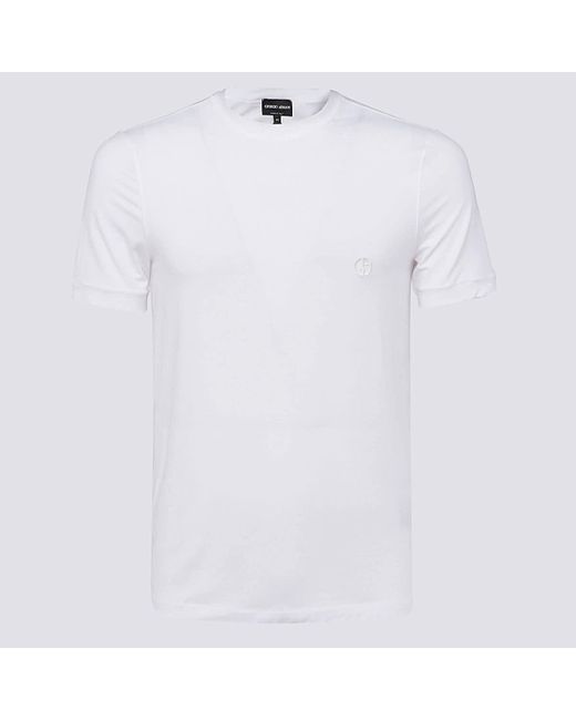 Giorgio Armani White Cotton T-Shirt for men