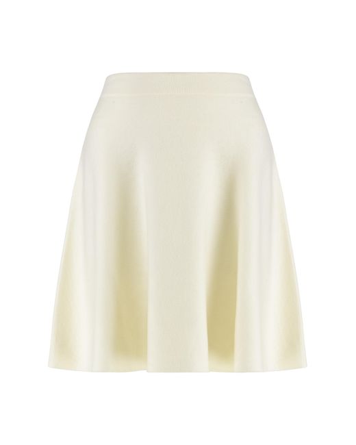 Max Mara White Miniskirt Crêpe Cotton Virgin Wool Skirt