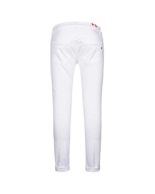 Dondup White Low-Rise Slim-Fit Jeans for men