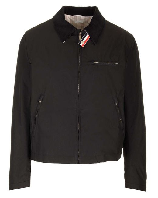 Thom Browne Black Concealed Zip Golf Jacket for men