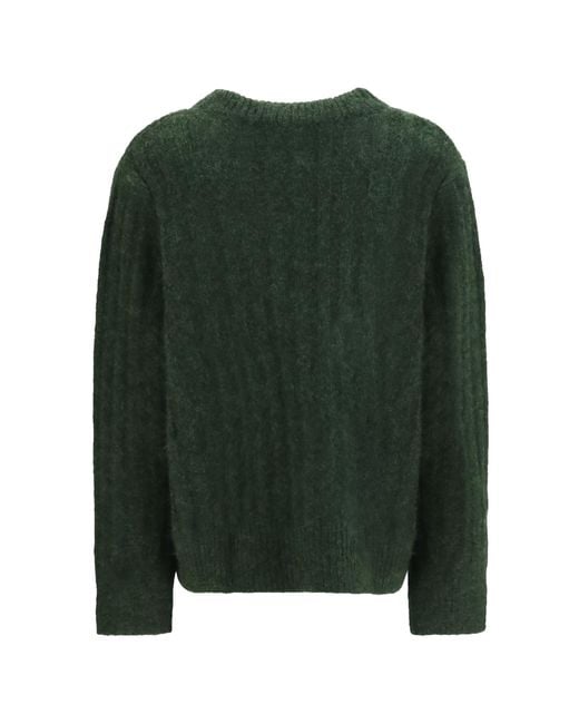 Allude Green Cashmere And Silk Crewneck Sweater Kashmir/Capra Hircus