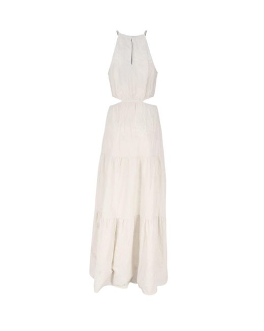 Mc2 Saint Barth White Long Dress With Halter Neckline And Cut-Out On The Sides