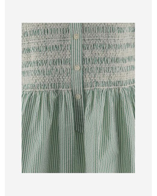 Polo Ralph Lauren Green Cotton Dress Smocked Body