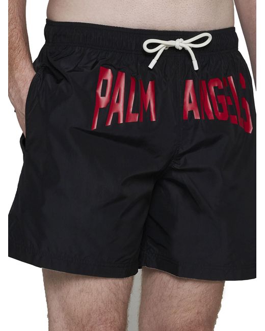 Palm Angels Blue City Logo Swim Shorts for men
