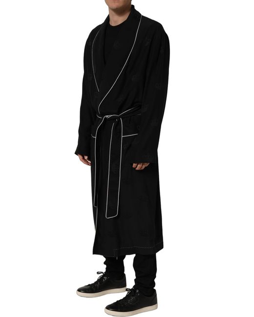 Dolce & Gabbana Black Silk Robe Wrap Coat Jacket Clothing for men