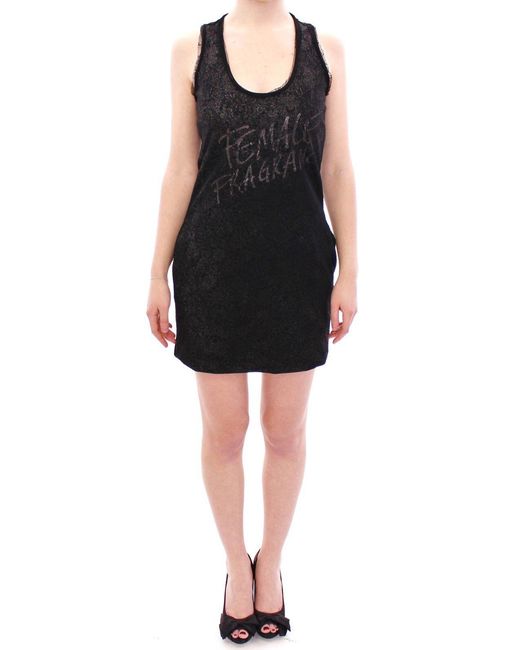 Ermanno Scervino Black Ermanno Scervino Lace-Lined Stretch Nylon Tank Top