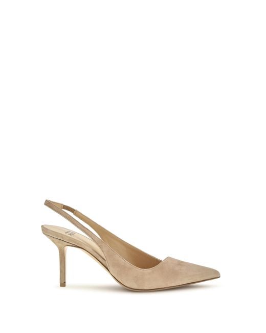 Francesco Russo Natural Suede Slingback Pumps