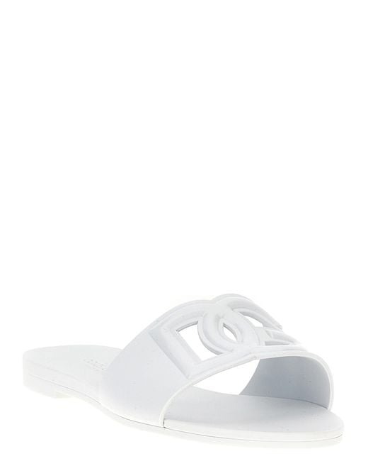 Dolce & Gabbana White Plastic Slides Shoe