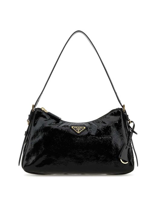 ショルダーバッグ・ポシェット Prada Aimee medium naplak leather shoulder bag Black Prada Aimée Medium Naplak Leather Shoulder Bag | PRADA