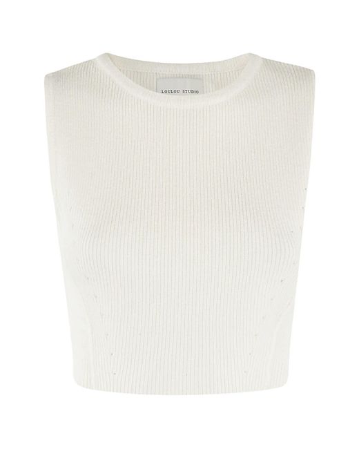 Loulou Studio White Cropped Top