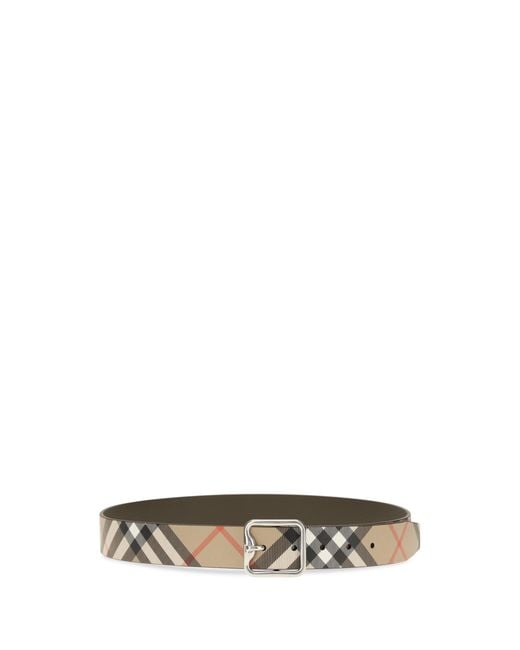 Burberry Metallic Reversible B Buckle Check Belt Calf Leather Bos Taurus E Braces for men