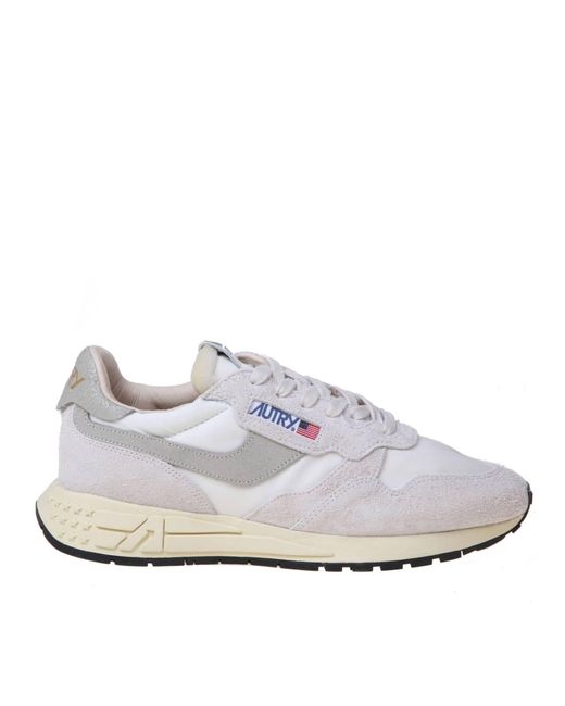 Autry White Reelwind Running Sneakers In Suede And Nylon