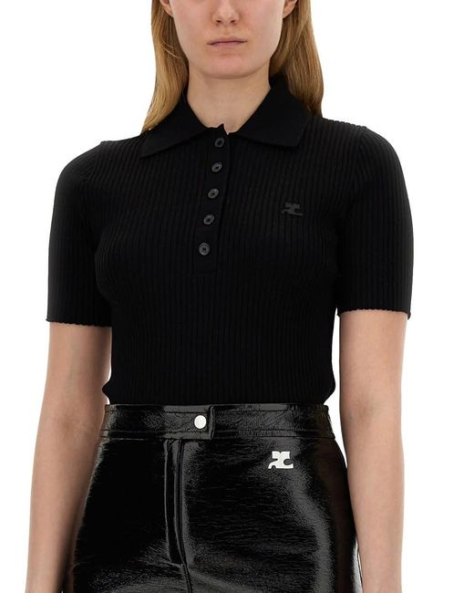 Courreges Black Knitted Polo