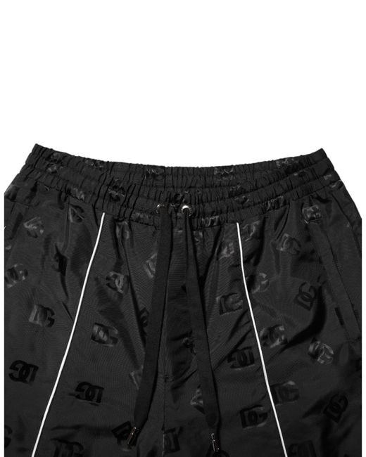Dolce & Gabbana Black Patterned Relaxed Fit Pants for men