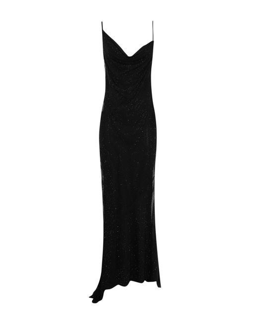 Philosophy Di Lorenzo Serafini Black Long Tulle Dress With Rhinestones