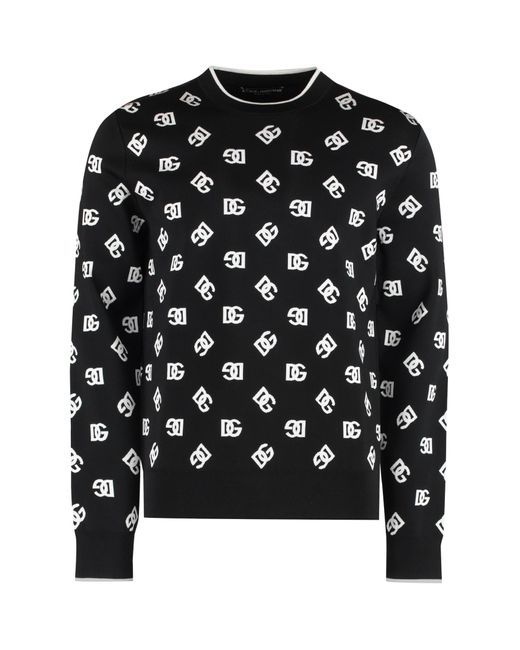 Dolce & Gabbana Black Long Sleeve Crew-neck Sweater for men