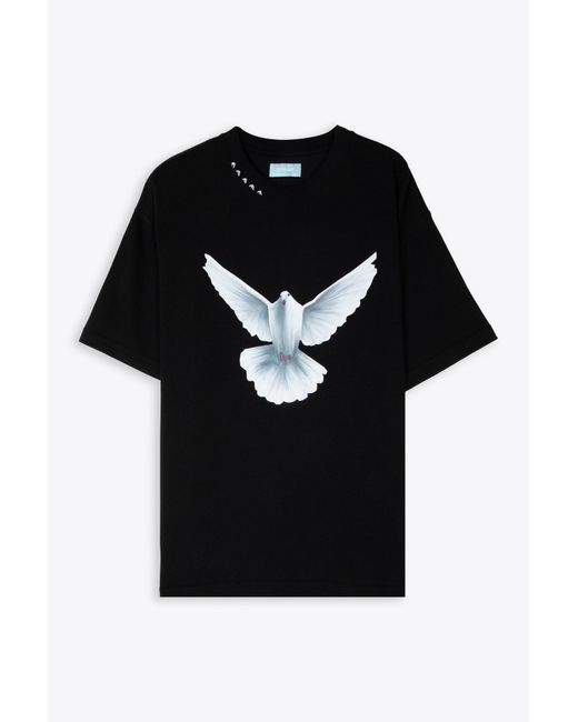 3.PARADIS Tshirt Flying Dove Black T-shirt With Front Dove Print - Flying Dove T-shirt for men