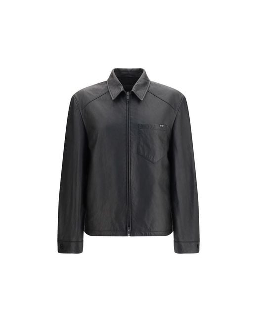 Prada Black Lamb Ovis Aries Aries Leather Jacket for men