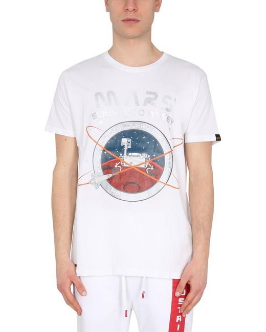 Alpha Industries White Mission To Mars T-Shirt for men