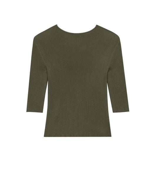 Tシャツ・カットソー SAINT LAURENT Semi-sheer certified viscose knitted top Verde Saint Laurent Semi-Sheer Certified Viscose Knitted Top in