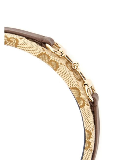 Gucci White Headband Horsebit Gg Canvas Cotton Accessory