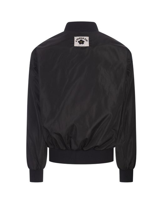 A PAPER KID Black Technical Fabric Bomber Jacket With Logo