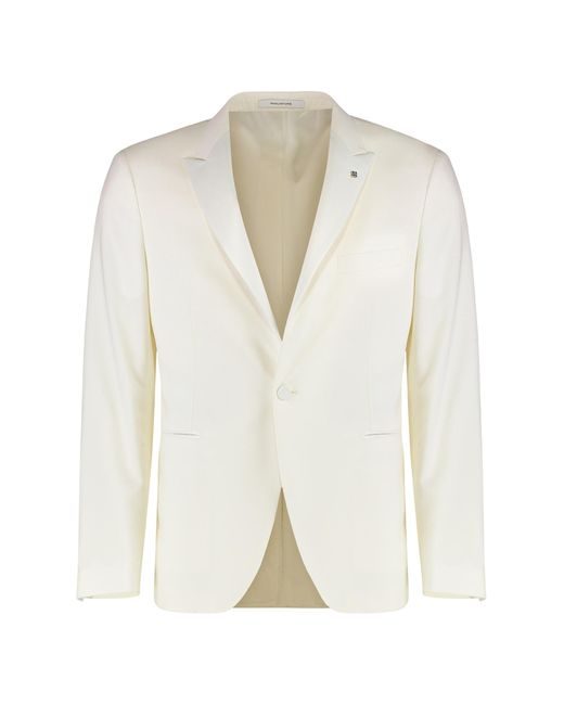 Tagliatore White Single-Breasted One Button Jacket for men