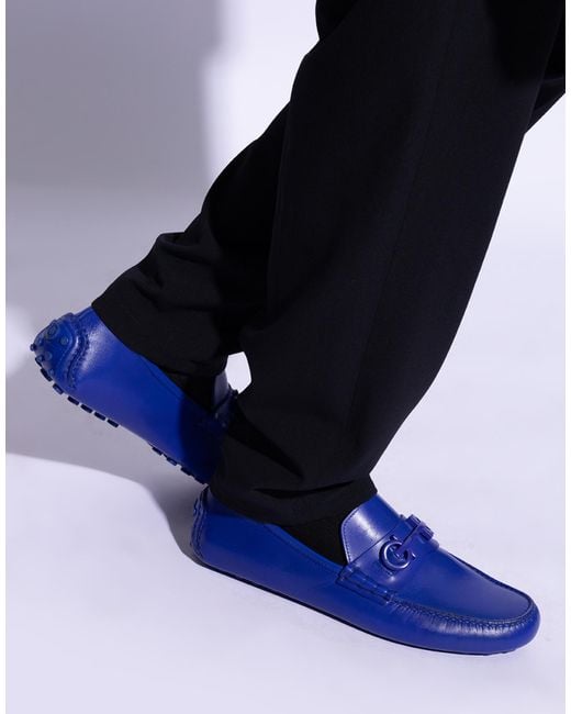 Ferragamo Blue Grazioso Gancini Logo Loafers for men