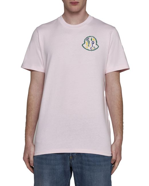 Moncler Pink T-shirts And Polos for men